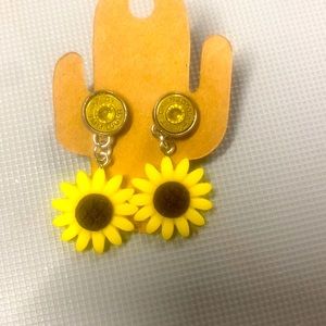 Sunflower double post bullet earrings